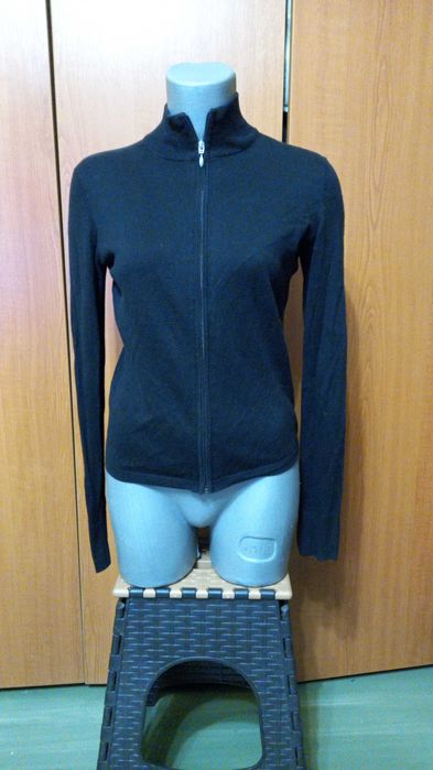 Pulover negru Cotton Cashmire cu fermuar , mas. XS-S ,UK
