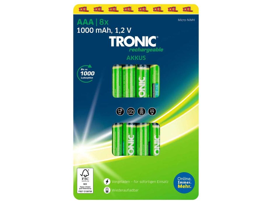 Set 8 acumulatori AAA R3 1000 mA NiMH Tronic® nou sigilat din Germania