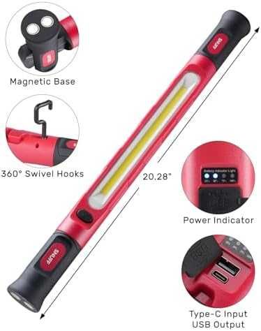 Магнитна LED лампа за ремонт гараж кола къмпинг аварии 4400mA 3 режима