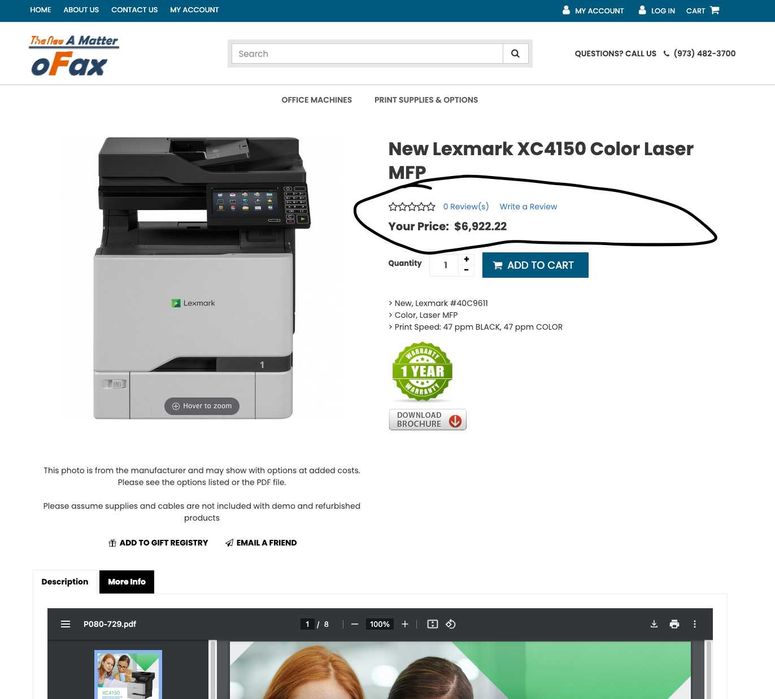 Цветен лазерен принтер Lexmark XC4150 Професионален.Скенер, Копир,Факс