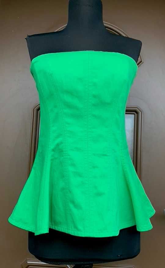 STELLA MCCARTNEY Superba Bustiera Top Verde Peplum 38IT/2XS