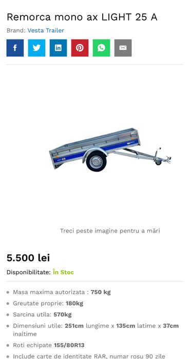Vand remorca basculabila VESTA ME 25 !