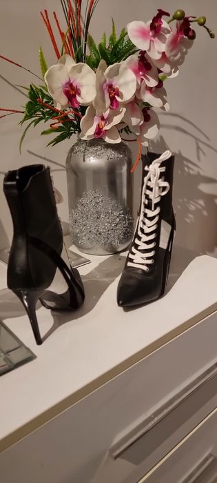 Botine dama negre ecopiele si paiete!