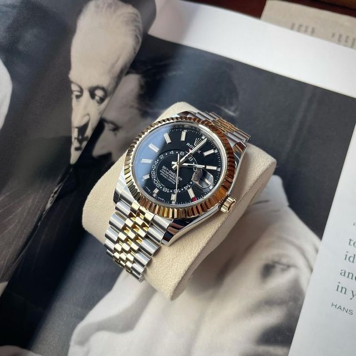 ceas rolex sky - dweller black dial bicolor