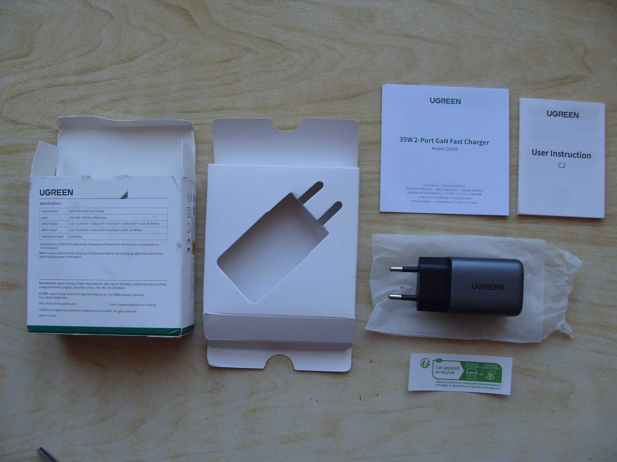 Висококачествено USB зарядно UGREEN, 35W, GAN технология