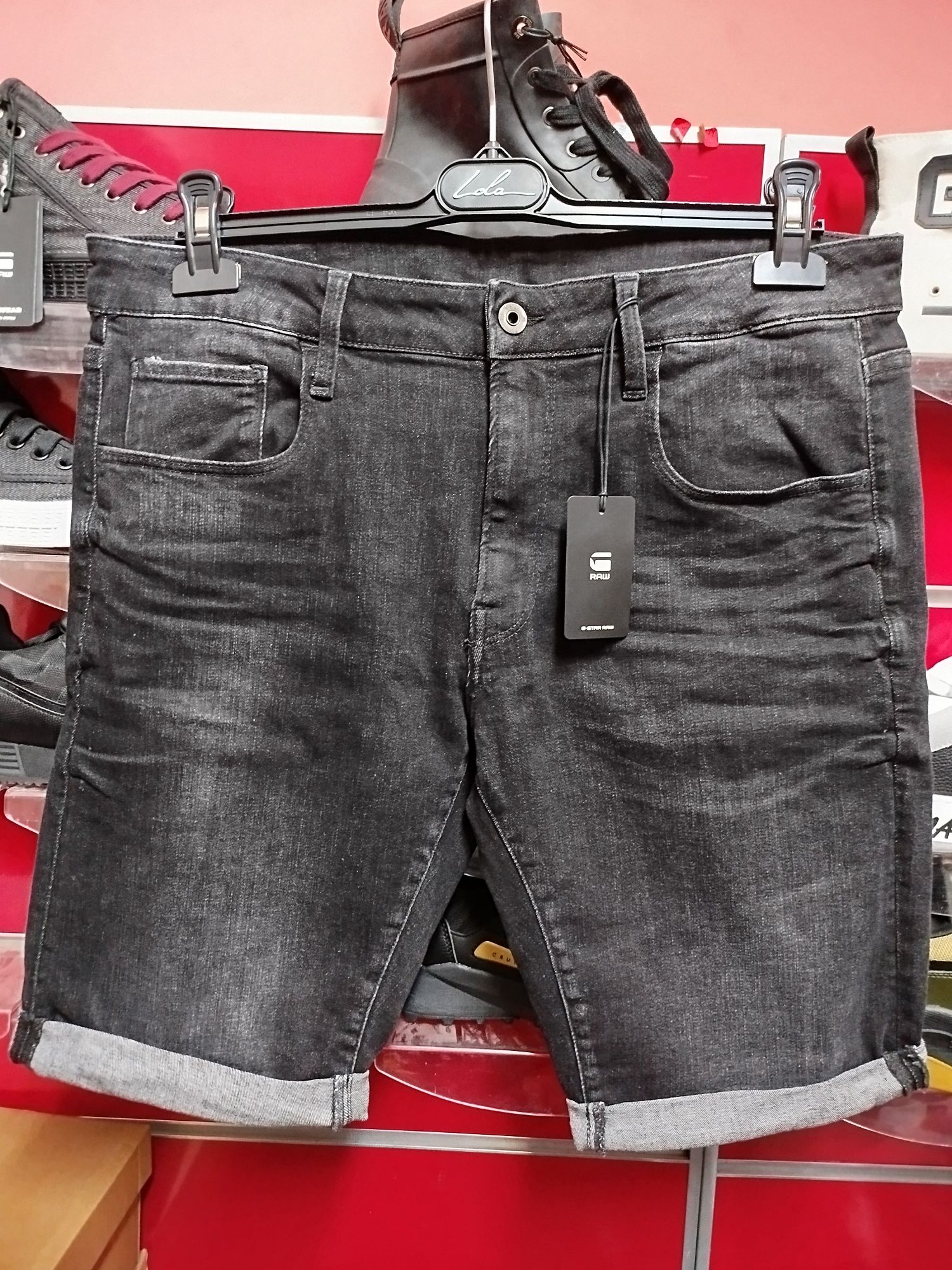 Оригинални къси дънки G-Star Raw W35 W36 нови черни мъжки Superstrech