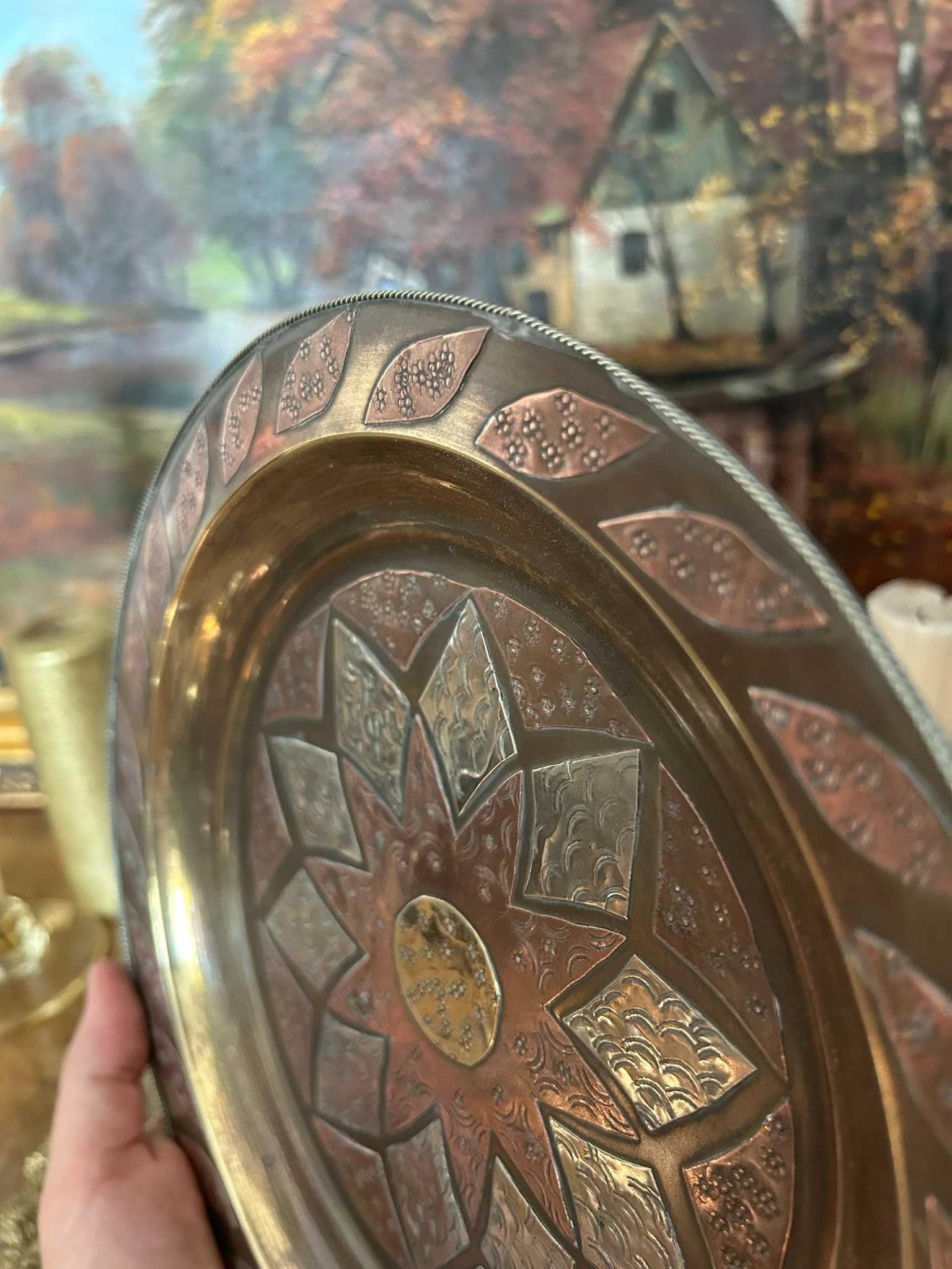 A168 Farfurie decorativa placheta 334g 25cm diametru lucrata manual