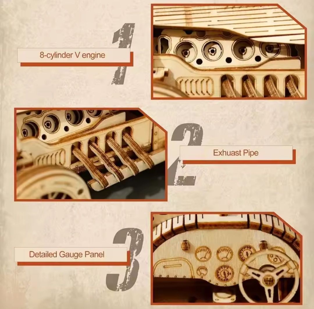3D дървен пъзел /Grand Prix кола Jigsaw пъзел