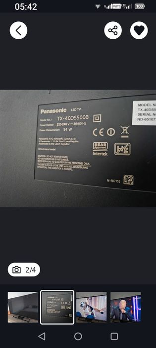 Smart tv 102cm (defect)