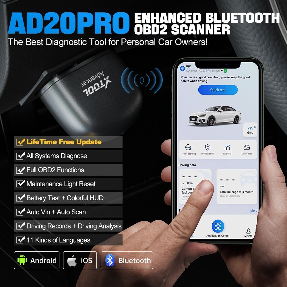 Interfata tester diagnoza  XTOOL AD20PRO advancer Android/IOS 2024