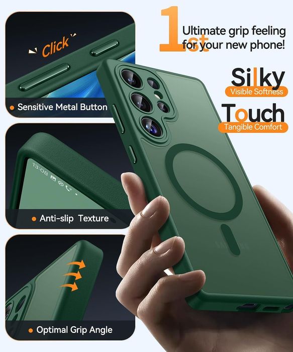 Матов magsafe кейс за samsung galaxy s25 ultra - зелен