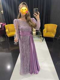 Rochie eleganta mov cu aplicatii