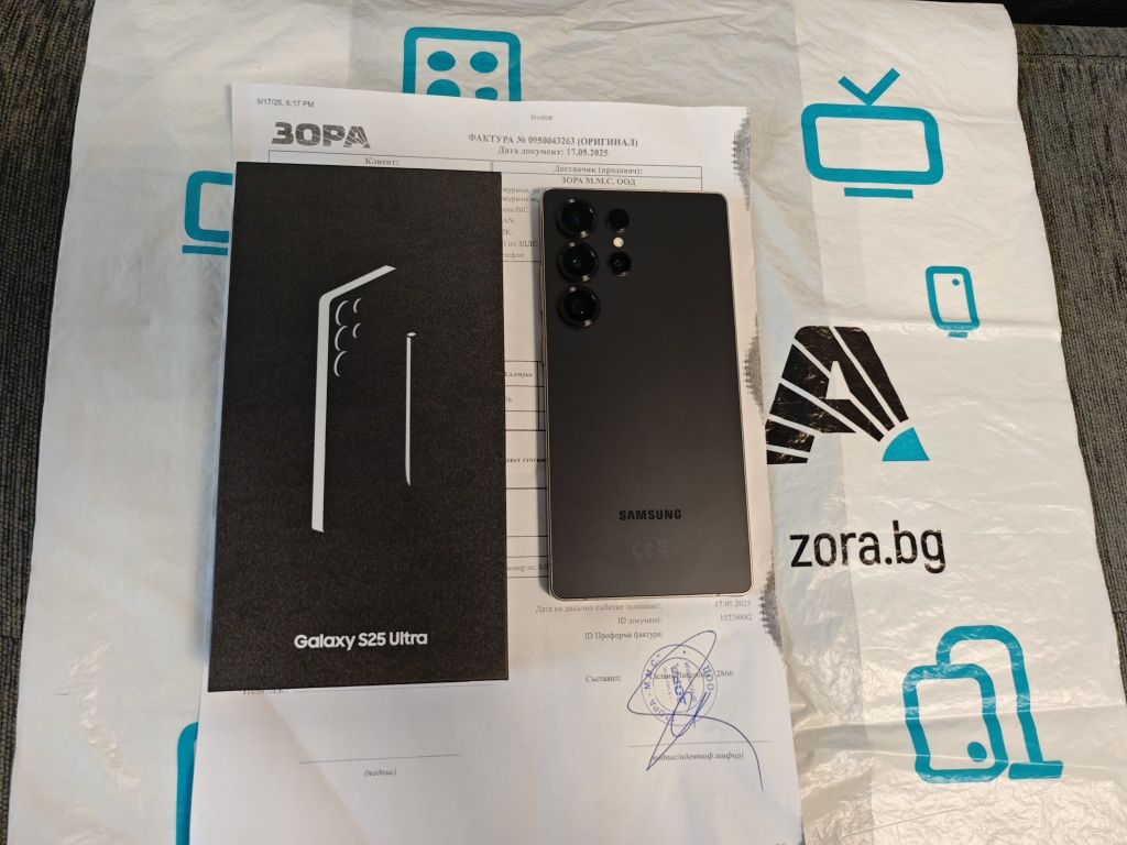 КАТО НОВ 512GB Samsung S25 Ultra Зора Гаранция 2027г Titanium Black