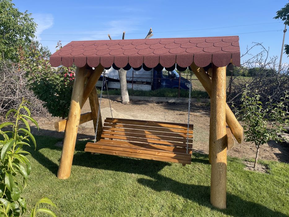 Leagan din lemn / balansoar rustic lemn rotund