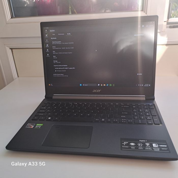 Laptop gaming Acer Aspire 7 Ryzen 7 5825U RTX 3050 TI 4gb Vram
