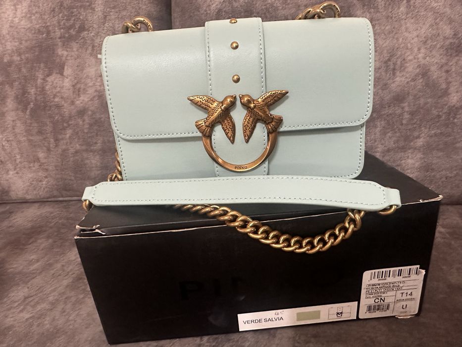 Оригинална чанта Pinko тюркоаз