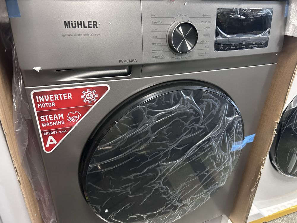 Нова инверторна пералня SLIM MUHLER 8 KG Сива пералня 1400/об.мин