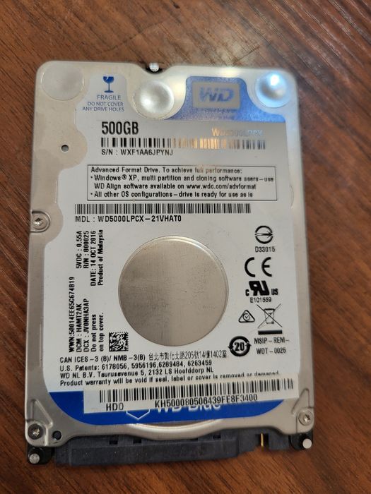 Hdd 500gb 2.5" для ноутбука