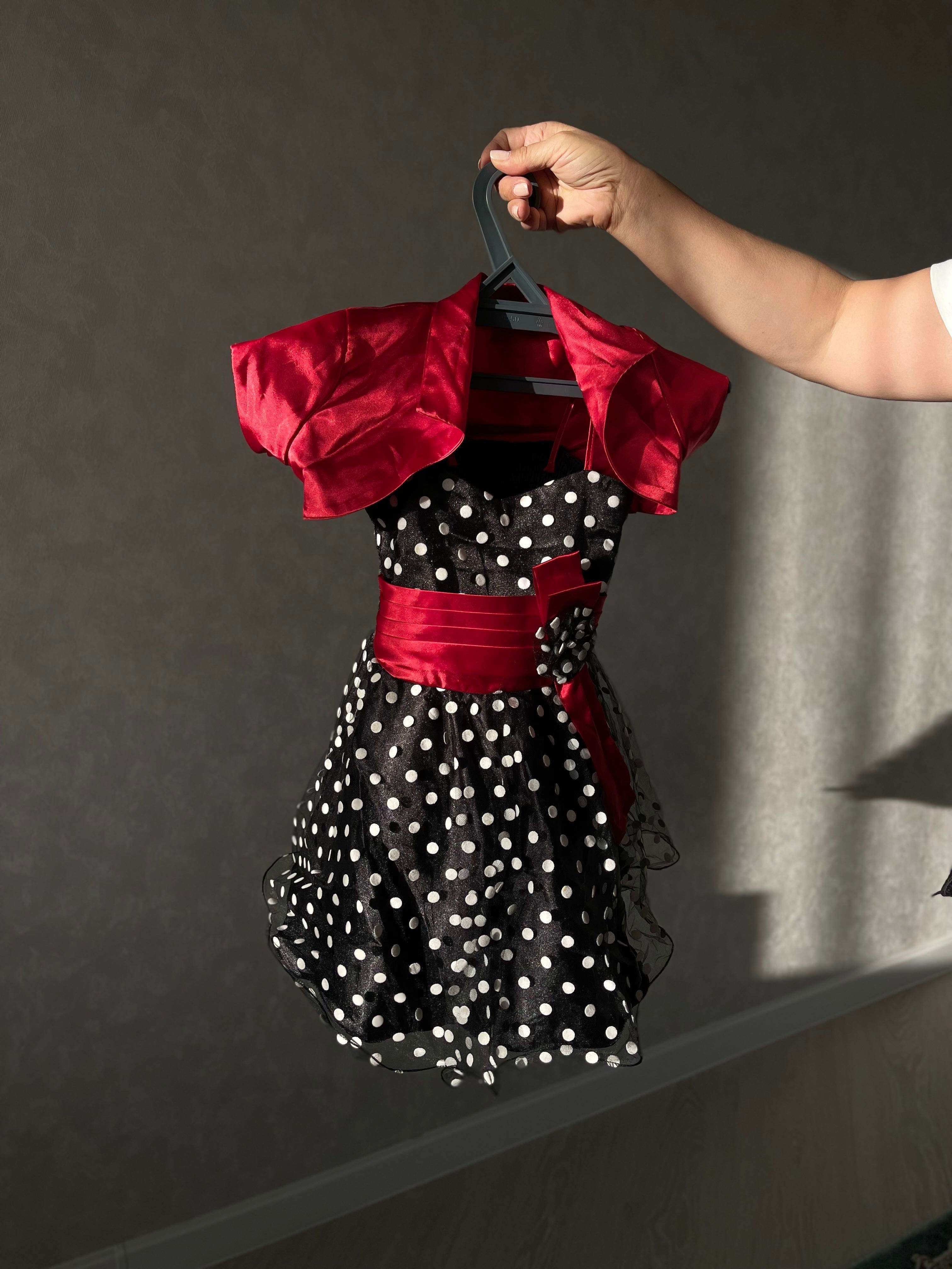 Платье в горошек с накидкой, на девочку 4-5 лет, Турция