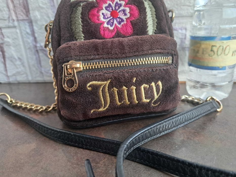 дамска чанта Juicy Couture-кафява малка чантичка,плюшена