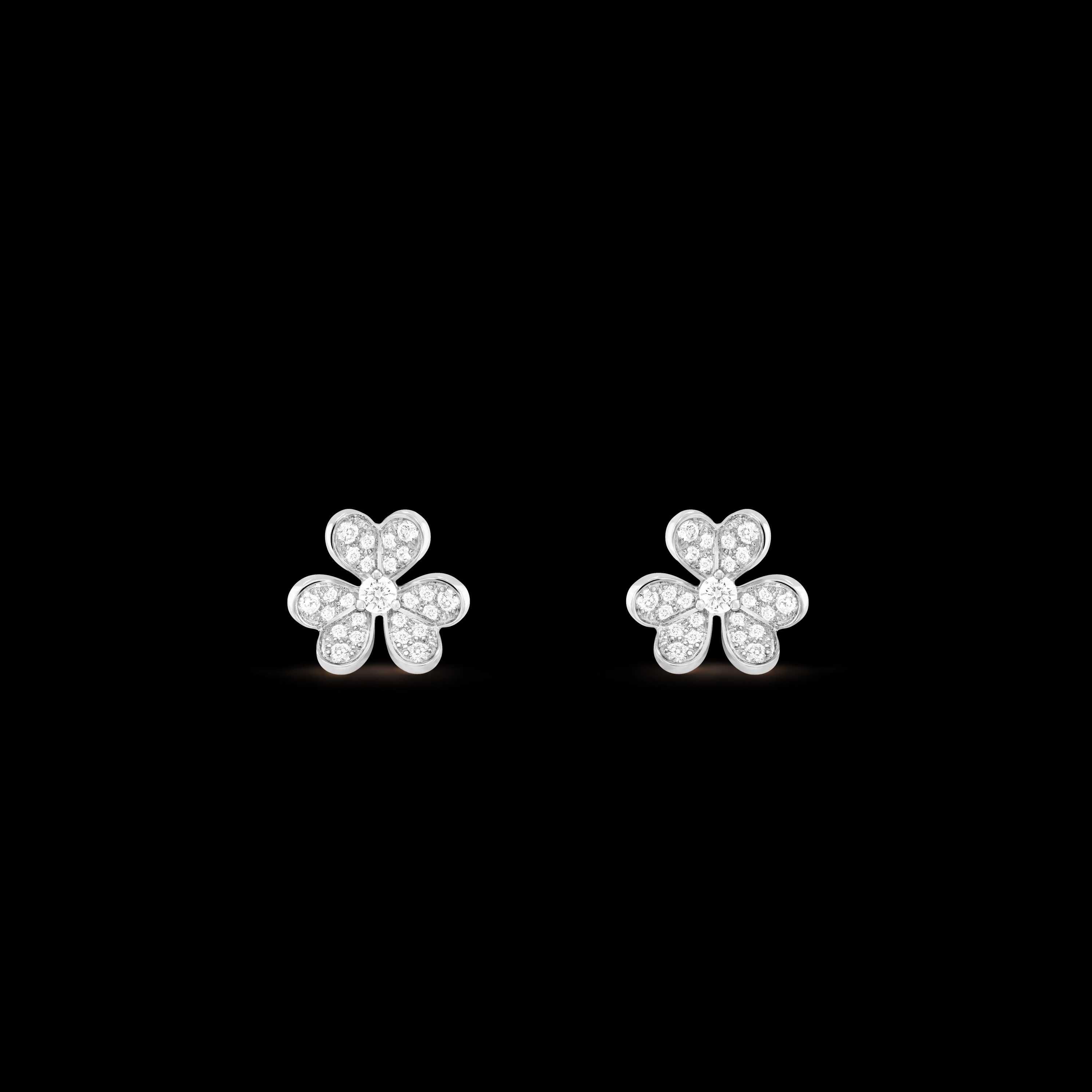 Van Cleef & Arpels VCA Silver Frivole Mini Diamond Clover Дамски Обеци