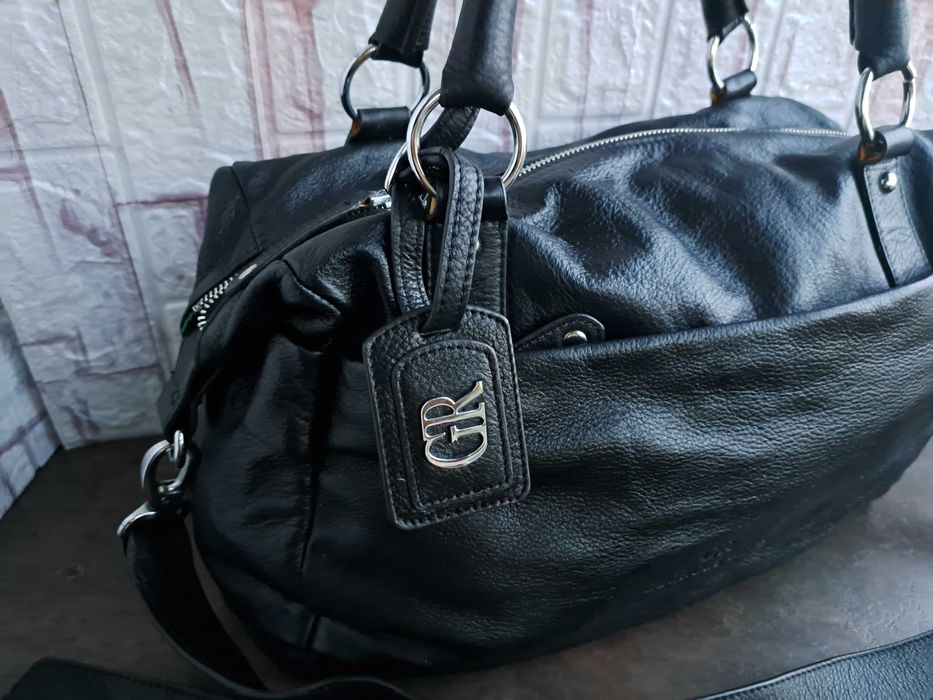 дамска чанта Georges Rech,черна кожена торба-естествена кожа