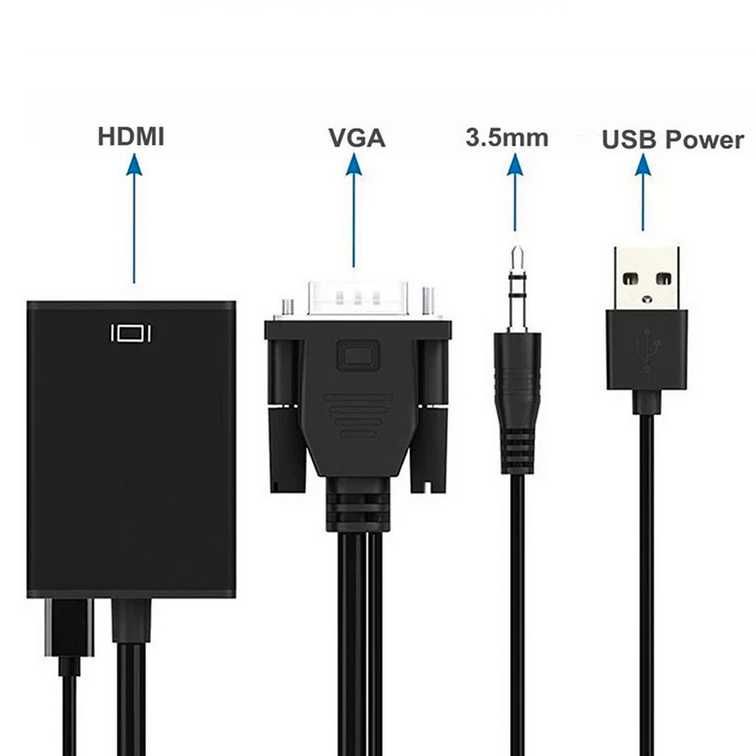 VGA към HDMI адаптер за връзка с аудио изход