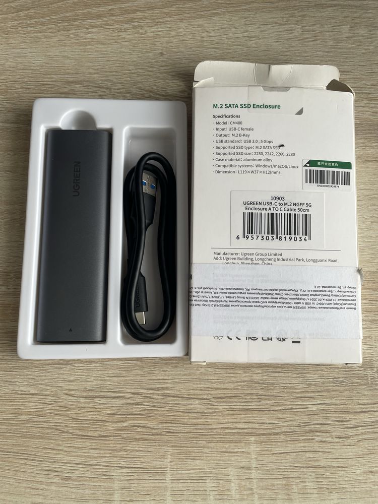 Ugreen M.2 SATA SSD Enclosure корпус для SSD