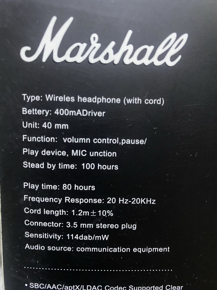 Наушники Marshall