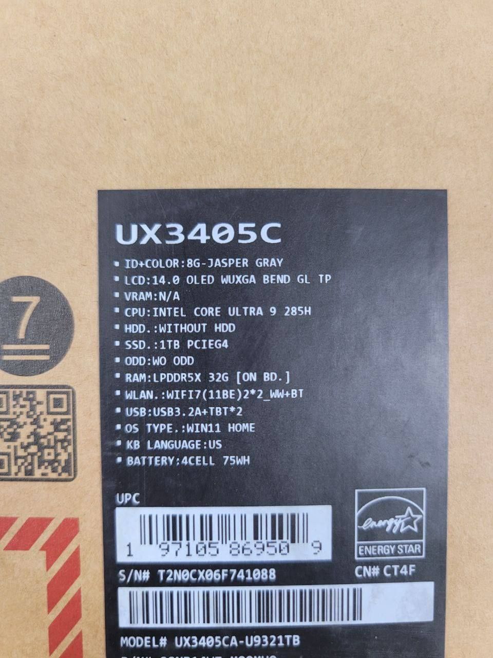 Ноутбук ASUS ZENBOOK UX3405C Intel Core Ultra 9-285H