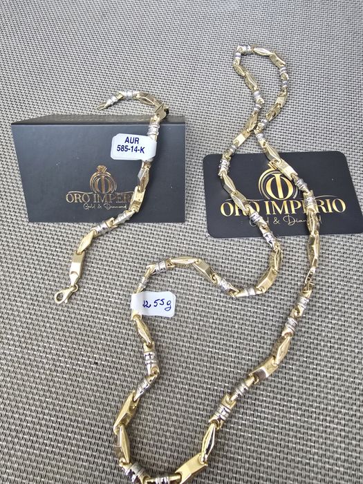 Vand set lanț + brățară aur galben + aur alb