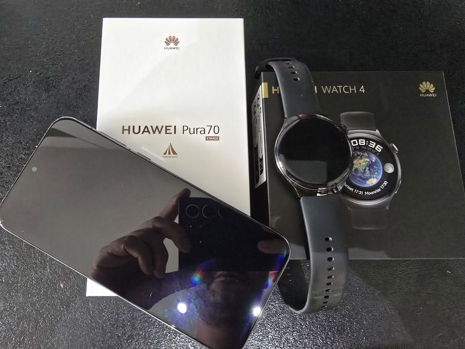 Huawei Pura 70 black + Huawei Watch 4 LTE + слушалки