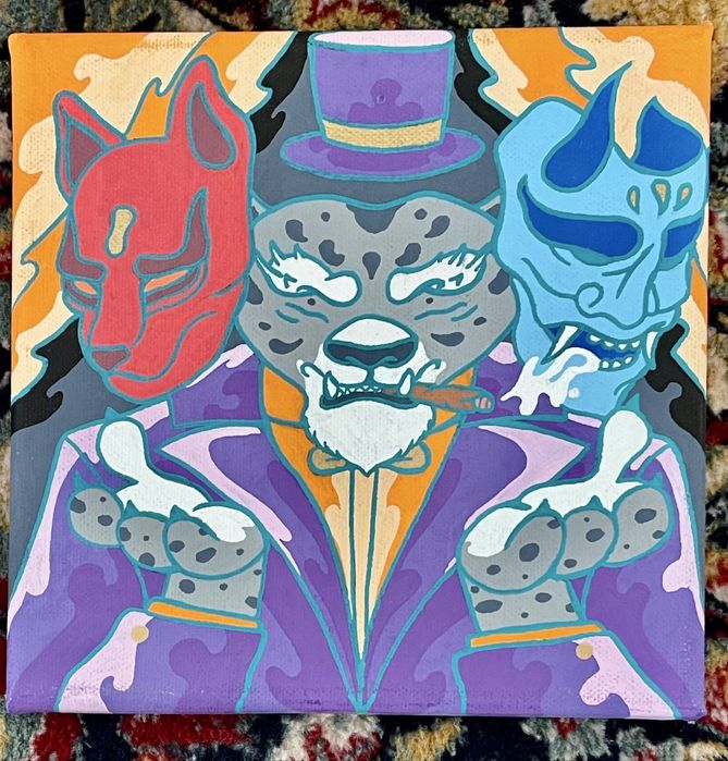 Оригинална картина “Мистериозният Тигър с Маски” поп-арт