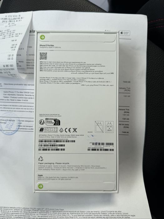 Iphone 17 pro Max Nou/Sigilat/Factura Cosmic Orange