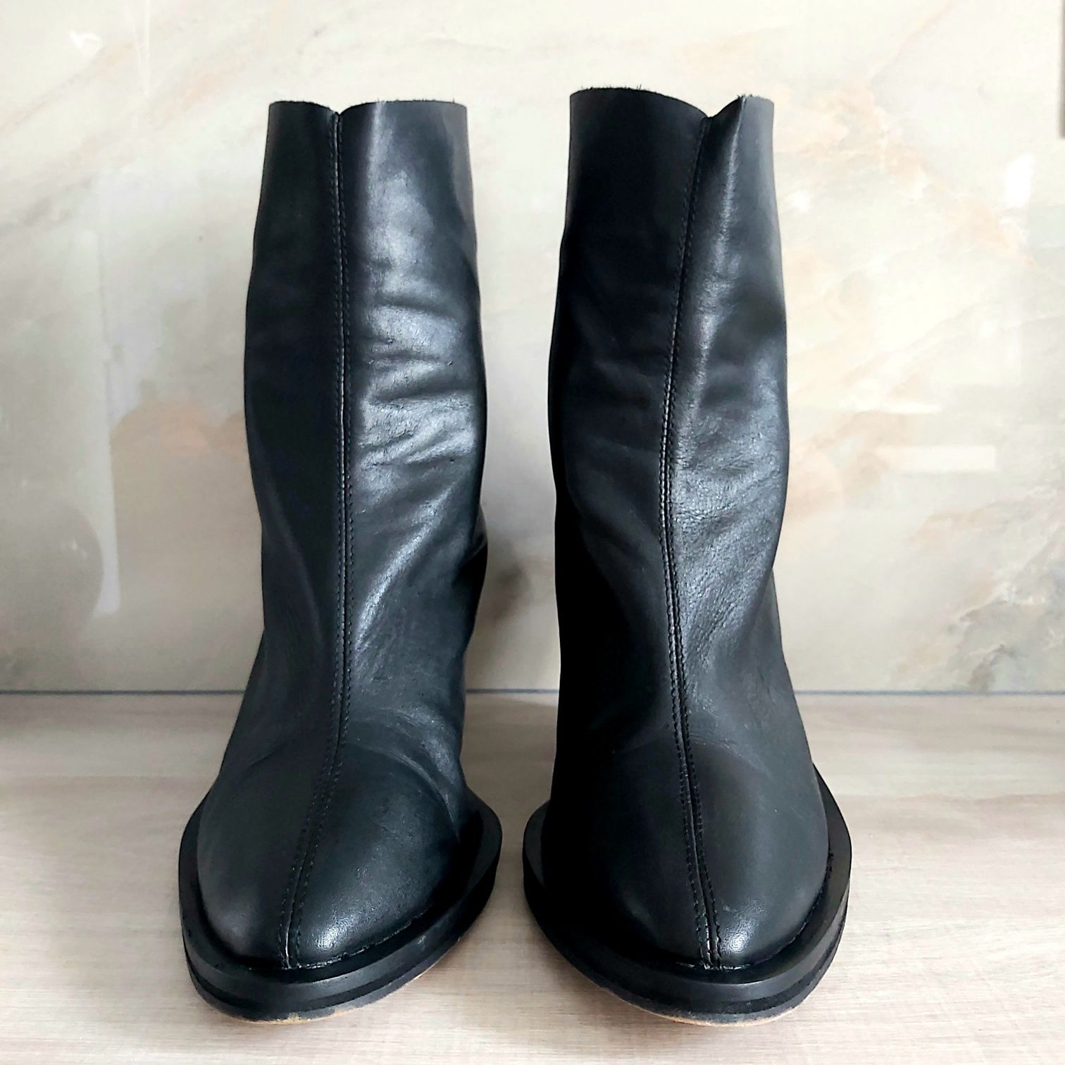 Botine negre de damă TOPSHOP, din piele naturală, mărimea 37