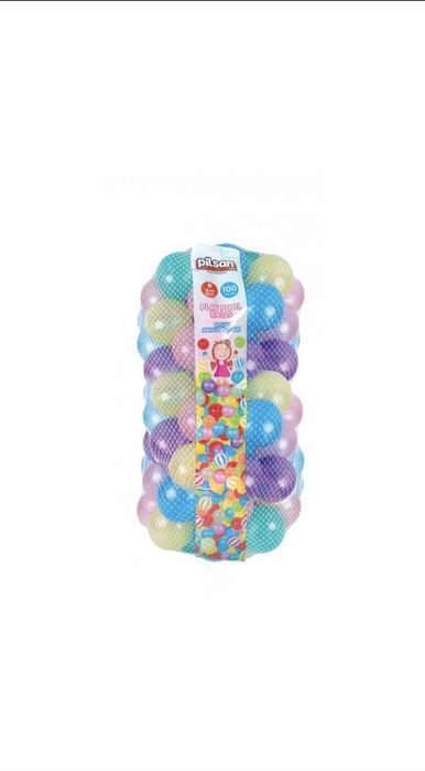 Set 100 de bile plastic Pilsan Glitter 06405, diametru 6 cm