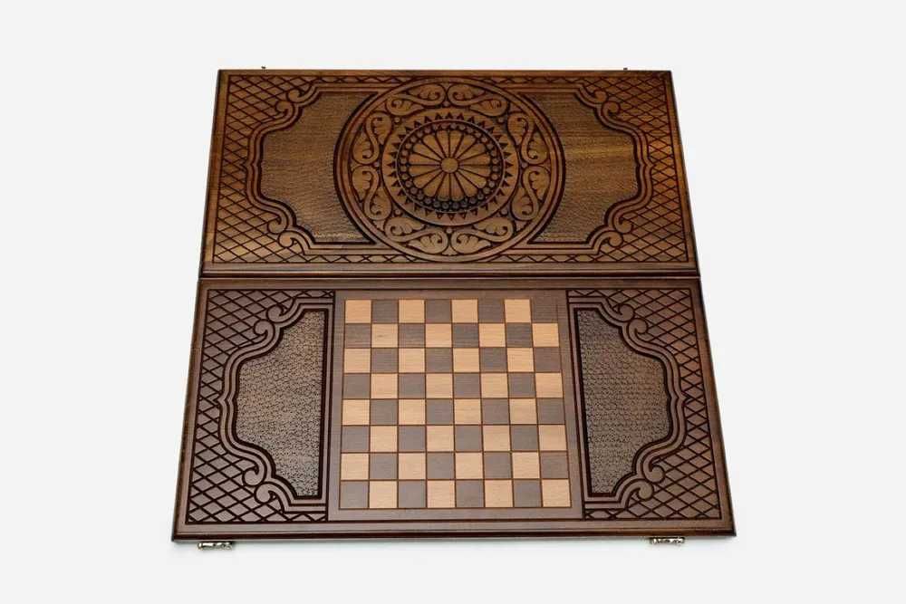 Нарды резные "Орнамент" из массива бука (Армения)