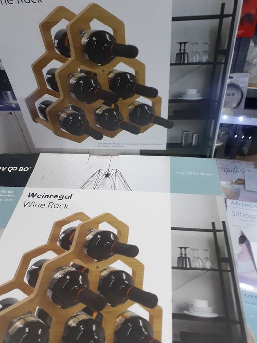 Стелаж за вино, Бамбукова етажерка за 6 бутилки винени, Weinregal