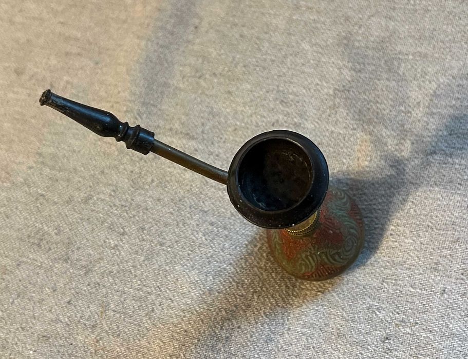 Pipa orientala veche alama cu decor manual miniature colectie raritate