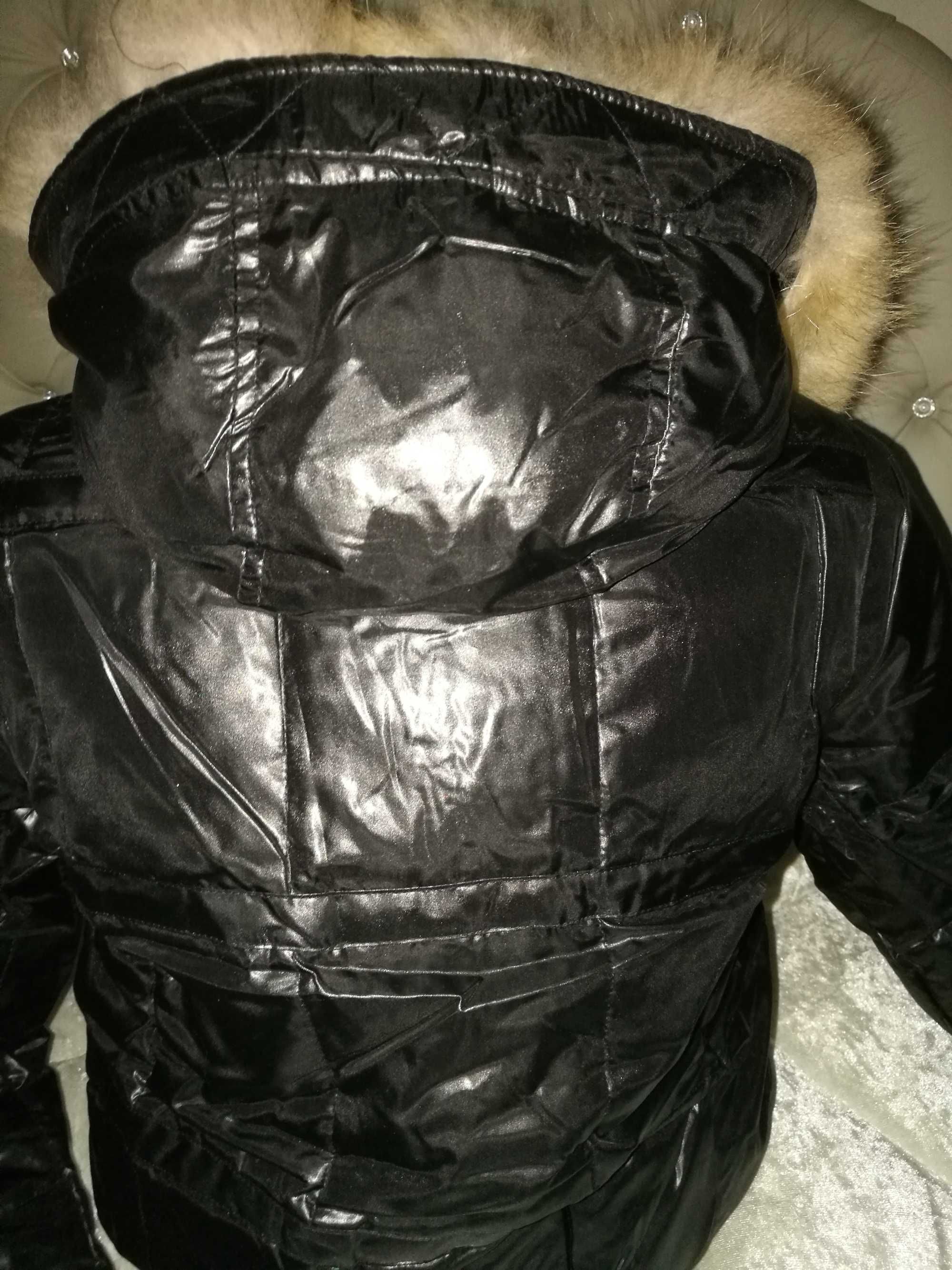 Зимно дамско яке с пух и естествен косъм размер S с безплатна доставка