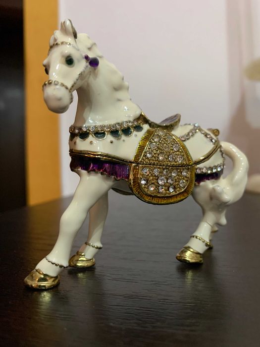 Miniatura cal email vintage 14/8cm cutie bibelou talisman nu Rosenthal