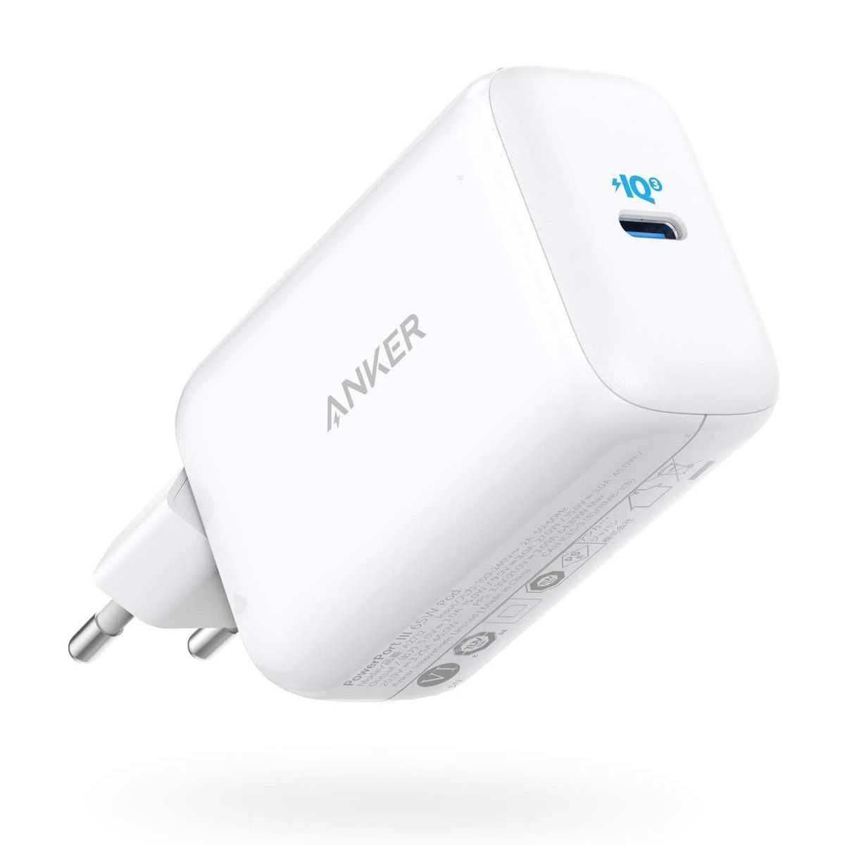 Anker PowerPort III 65W Pod, PIQ 3.0 USB-C зарядно телефон за стена