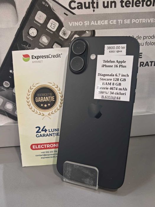 (Ag44 B6353) Iphone 16 Plus 128GB - Garantie 2 ani!