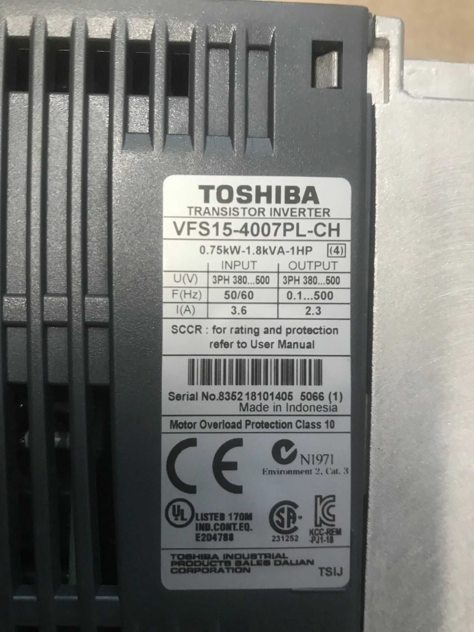 Честотен регулатор(инвертор) TOSHIBA VFS15-4007PL -CH- 0,75kW/400V