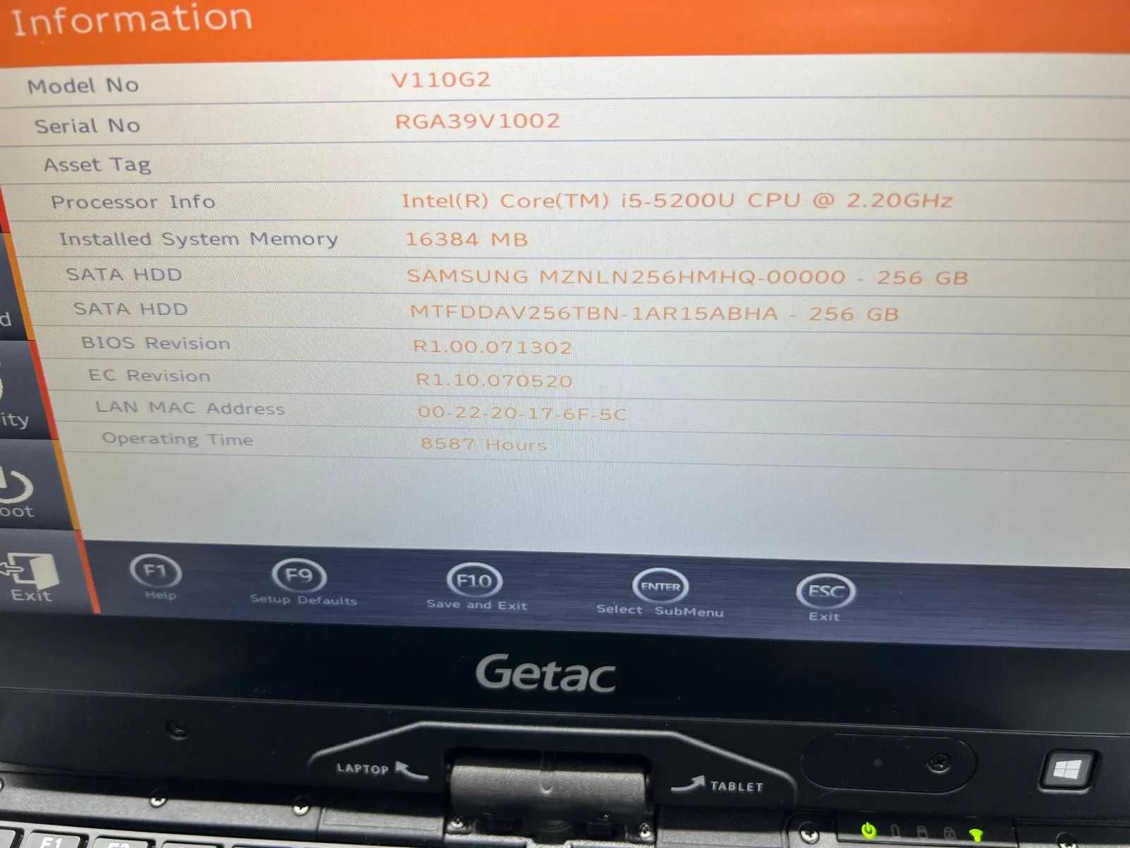 Laptop SH GETAC Fully Rugged i5-5200U 2xSSD-256Gb M2 16GB Ram Touch