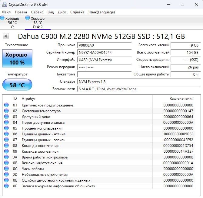 SSD Dahua C900 NVMe M.2 2280 — 512GB