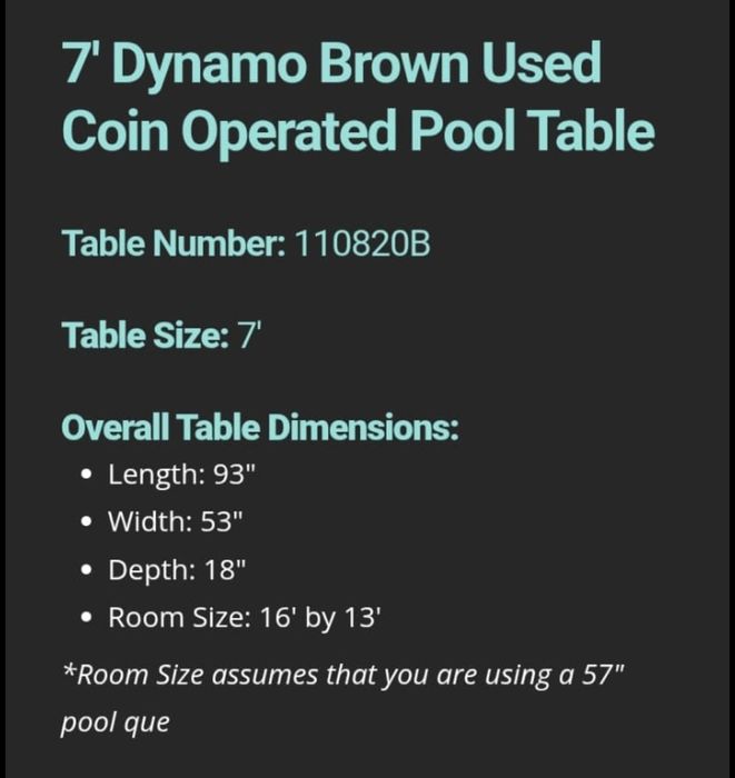 Masa de biliard 7' Dynamo Brown
Dimensiuni 256 x 145