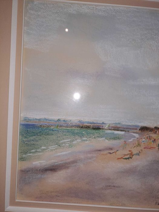 tablou creioane colorate 61/53 cm semnat Francoise Leroy datat 1993