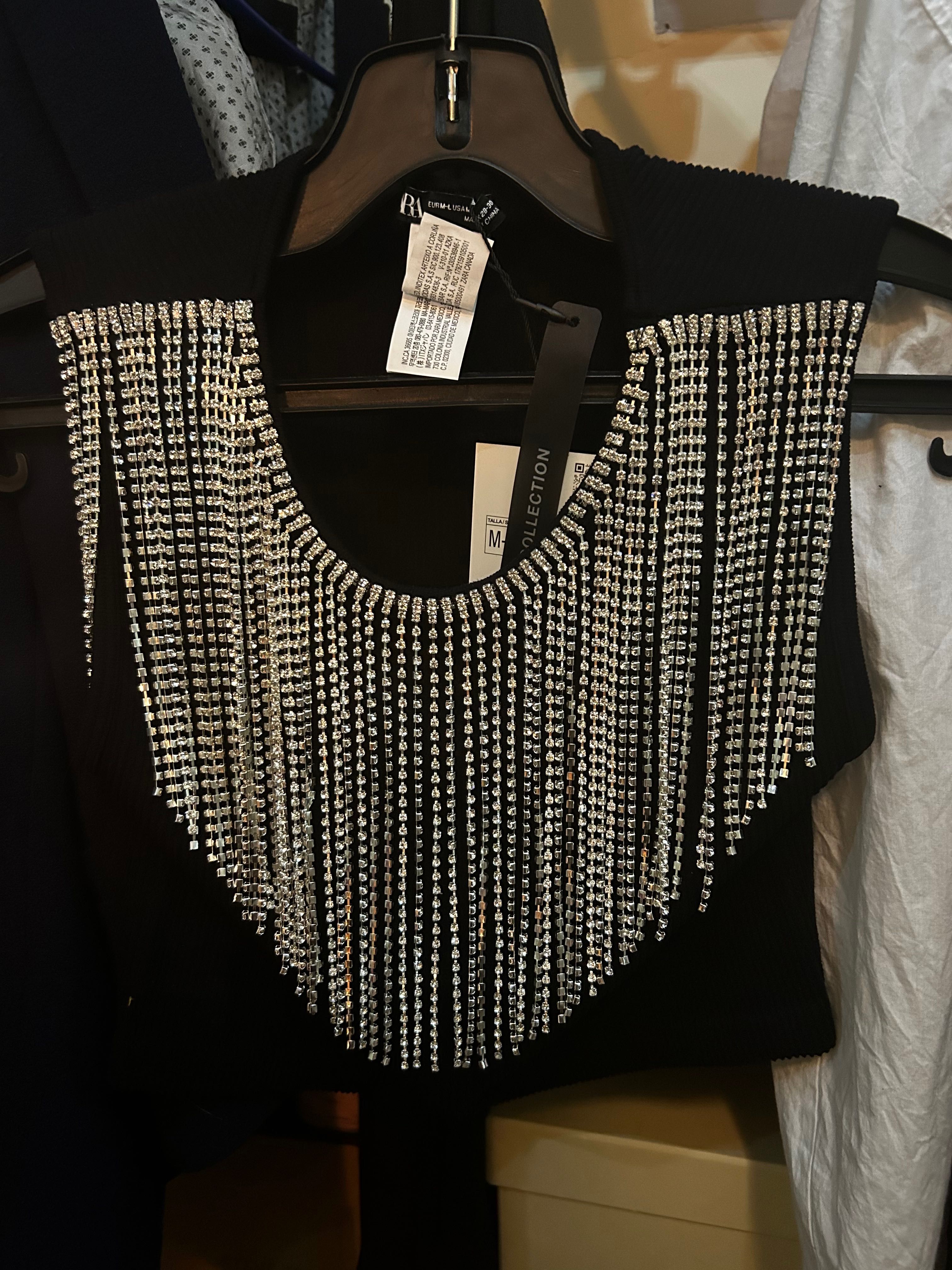 Топ с кристали Zara
