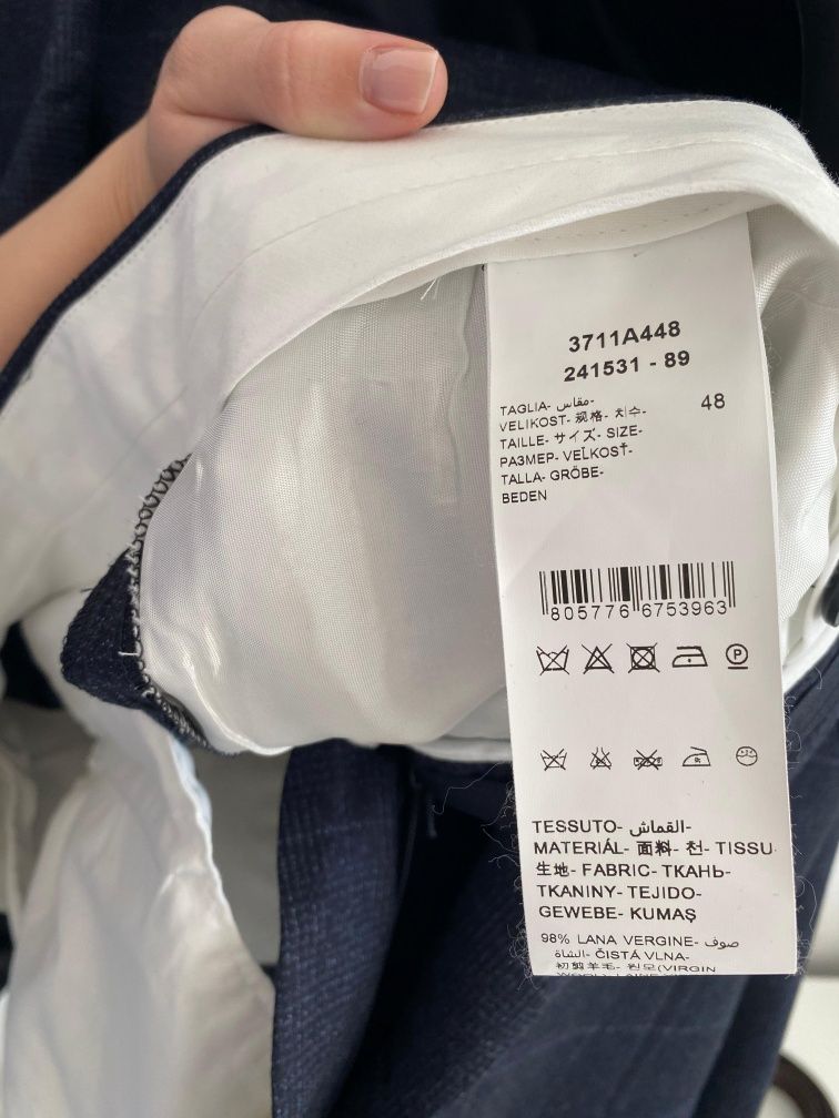 Costum Paoloni, mărime 48, albastru, carouri